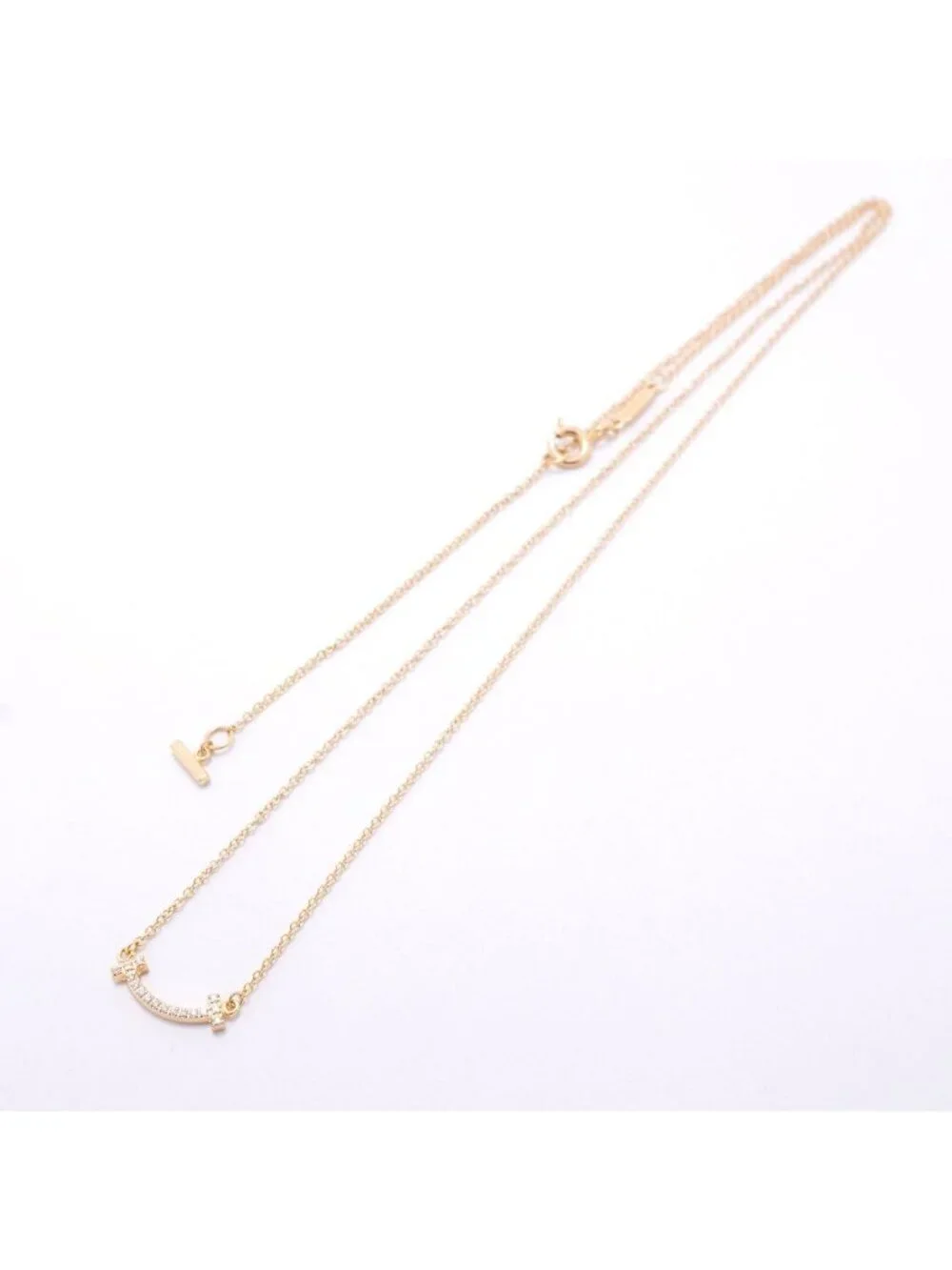 Tiffany & Co Necklace T Smile Mini 18k Pink Gold Diamond